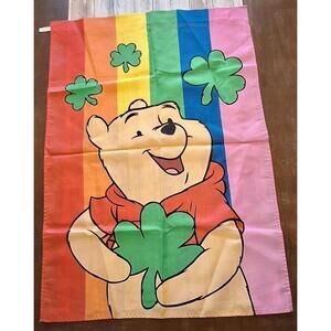 VTG Disney Winnie The Pooh St. Patricks Day Outside Flag/Banner 21"X41" Korea